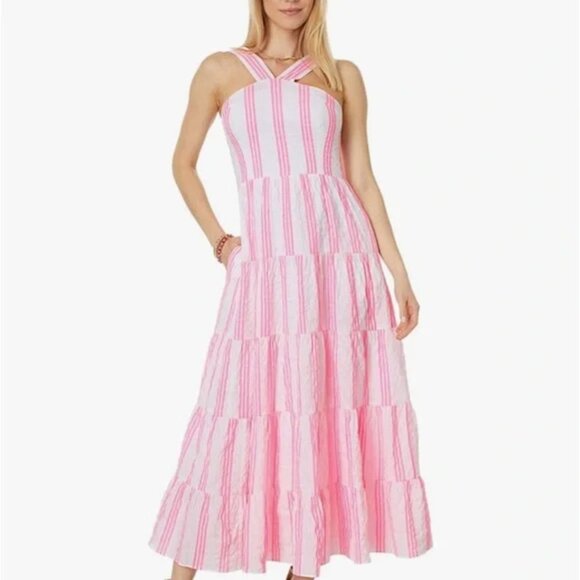 Lilly Pulitzer Jenette Striped Halter Maxi Dress Sails & Stripes Womens Size 2 - Picture 2 of 16
